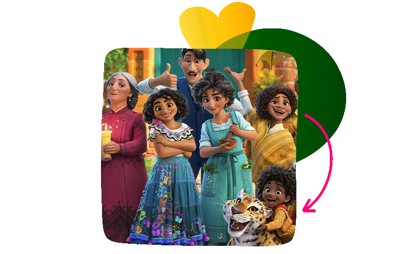rotating images of diverse entertainment characters