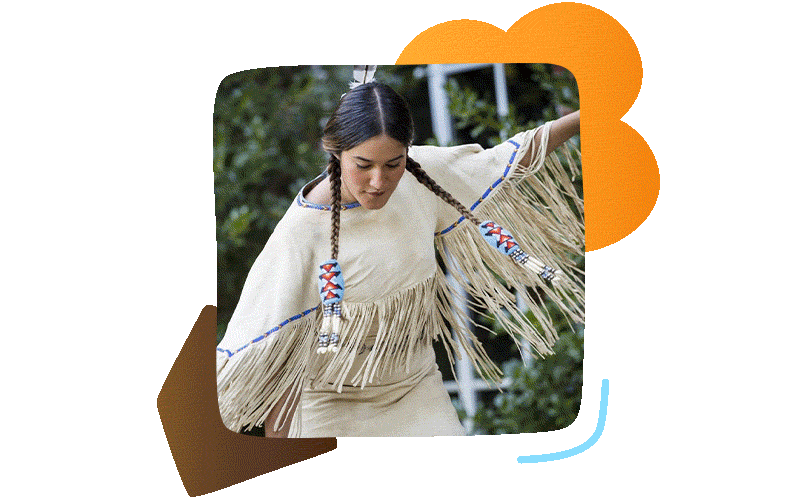 rotating images of Indigenous entertainment characters