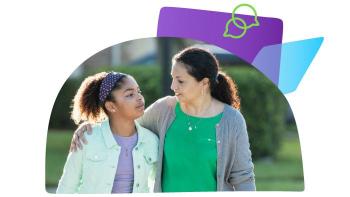 Mom and daughter walking together