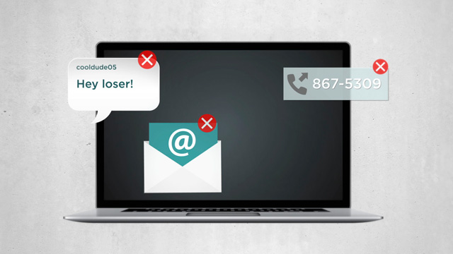 Cartoon photo of laptop with "hey loser!" message