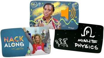 Photo collage of YouTube Kids channels that promote STEM: GoldieBlox, N-Gen TV Africa, and MinutePhysics