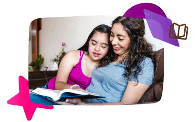 Mother and daughter reading a book